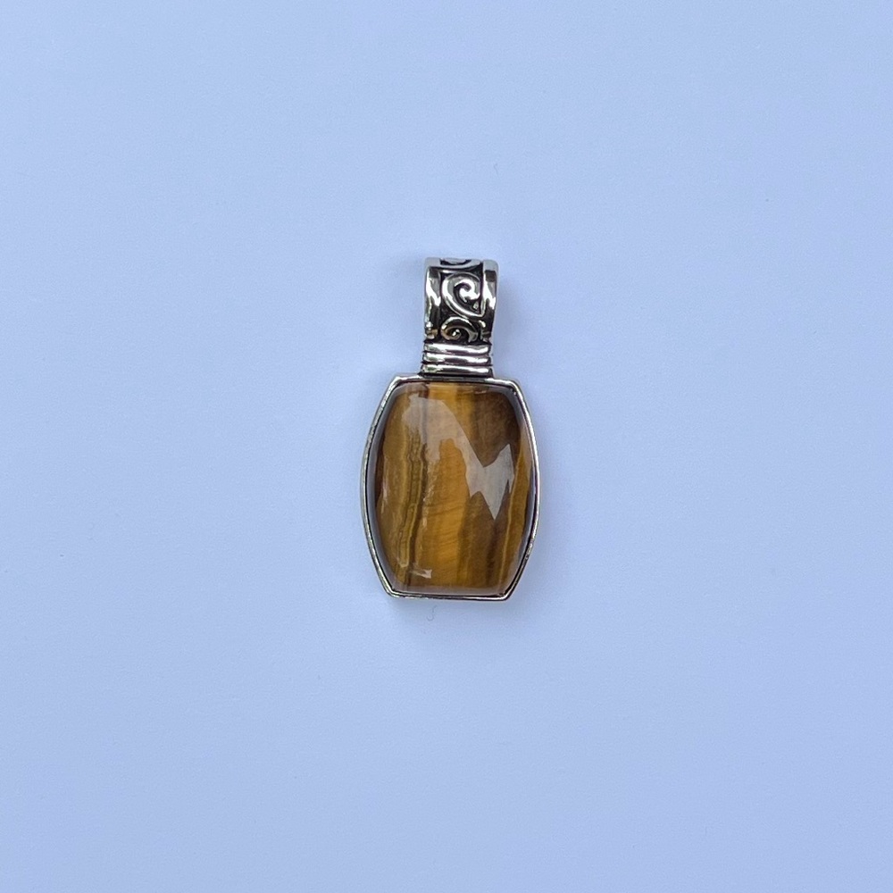Lia Sophia Tiger Eye / Tigers Eye Gemstone Pendant - vintage / discontined